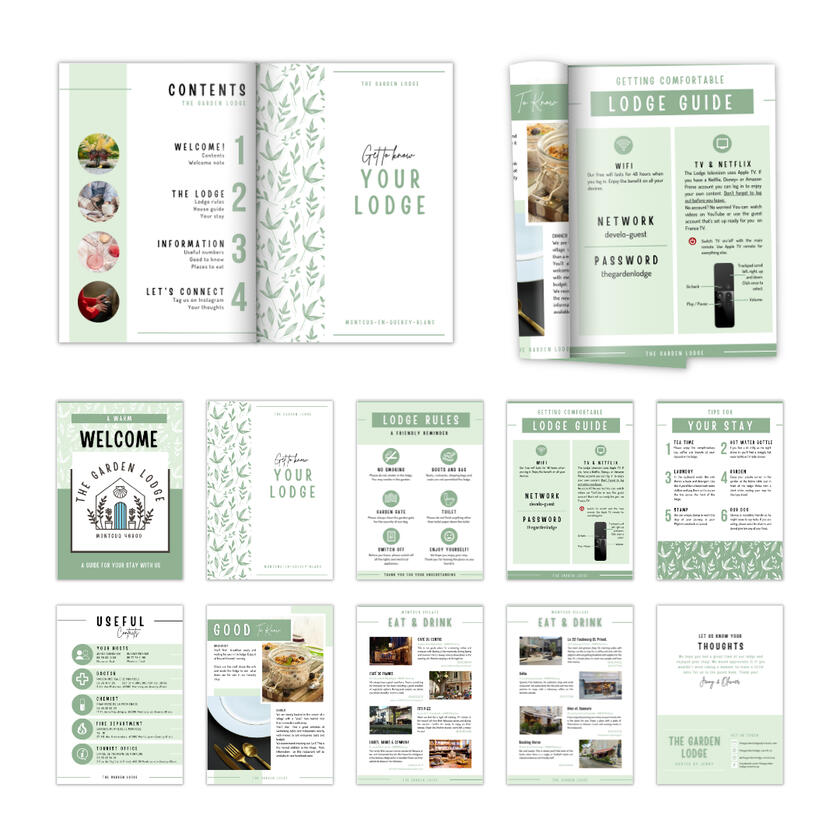 guidebook for holiday rental accommodation in pastel earthy tones.