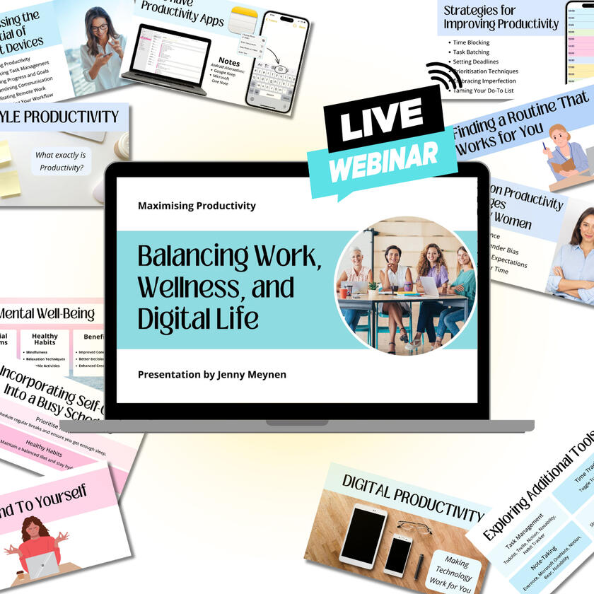 slide show presentation on productivity in bright pastel colours