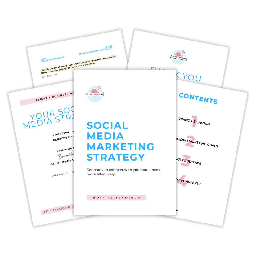 brand colours blue, pink and yellow, flamingo icon